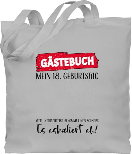 Baumwolltasche - Gästebuch 18. Geburtstag I Achtzehnter I 18ter - Unisize - Hellgrau - geschenk 18 volljährig gästeliste beutel geschenke 18.geburtstag 18ten mein stoffbeutel für 18-geburtstag von Shirtracer