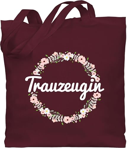 Baumwolltasche - JGA Junggesellenabschied Frauen - Trauzeugin - Blumenkranz - Unisize - Bordeauxrot - trauzeigengeschenk beutel braut bachelorette party bridemaid baumwolle tasche jungesselnabschied von Shirtracer