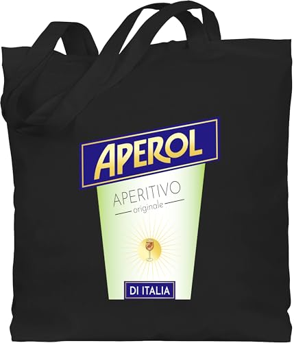 Baumwolltasche - Karneval & Fasching - Taschen - Aperol Aperitivo Kostüm Flaschen Verkleidung I - Unisize - Schwarz - kamellebeutel faschings getränk tasche wurfbeutel karnevals flasche beutel von Shirtracer