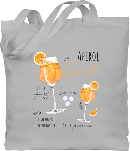 Baumwolltasche - Karneval & Fasching - Taschen - Aperol Spritz Rezept I Lustig Geschenk Aperolfan Fanartikel - Unisize - Hellgrau - geschenktasche kamellebeutel faschings rezepte tasche wurfbeutel von Shirtracer
