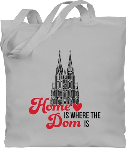 Shirtracer Baumwolltasche - Karneval & Fasching - Taschen - Home is where the Dom is Köln I - Unisize - Hellgrau - tasche kamellebeutel faschings kölner jutebeutel wurfbeutel karnevals mit beutel von Shirtracer