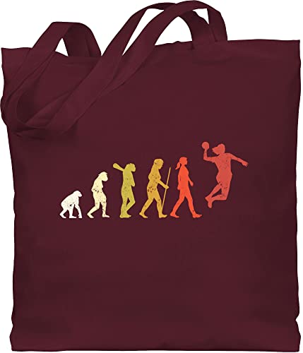 Baumwolltasche - Kinder Sport Kleidung - Handball Evolution Vintage - Unisize - Bordeauxrot - handballer jutebeutel hanball stoffbeutel halbball handball. handball, beachhandball em wm 2022 fans fan von Shirtracer