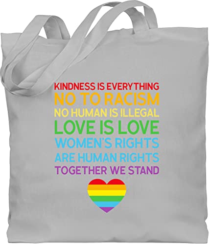 Baumwolltasche - LGBTQ Kleidung Flag - Together We Stand – Pride - Unisize - Hellgrau - stofftasche tote bag tasche stoff einkaufsbeutel leinenbeutel stofftaschen einkaufstasche shopping baumwolle von Shirtracer