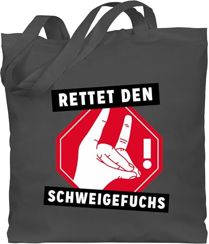Baumwolltasche - Lehrer - Taschen - Rettet den Schweigefuchs - Unisize - Dunkelgrau - jutebeutel schule lehrer-tasche teacher fuchs beutel tasche lehrerin geschenk für lehrerinnen referendariat von Shirtracer