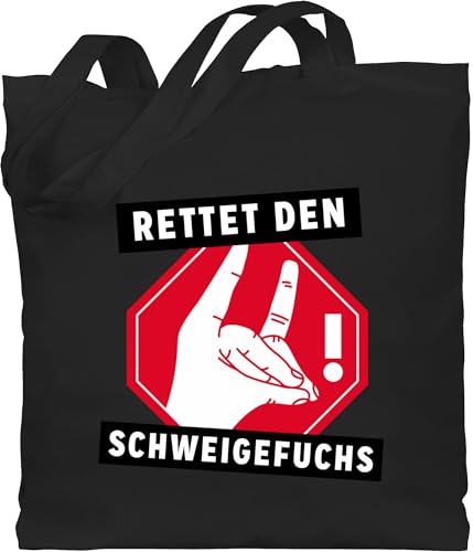 Baumwolltasche - Lehrer - Taschen - Rettet den Schweigefuchs - Unisize - Schwarz - jutebeutel schule lehrer-tasche teacher fuchs beutel tasche lehrerin geschenk für lehrerinnen referendariat von Shirtracer