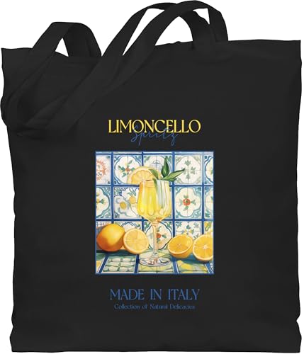 Baumwolltasche - Party & Alkohol Damen - Limoncello Spritz | Italien-Fans | Zitronenlikör | Italienischer Likör - Unisize - Schwarz - jutebeutel italien tasche sauf beutel alki stofftasche saufen von Shirtracer
