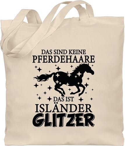 Baumwolltasche - Pferde Taschen - Das sind keine Pferdehaare - Das ist Isländer Glitzer - schwarz - Unisize - Naturweiß - reiterzubehör geschenk pferdeliebhaber sprüche pferd island jutebeutel von Shirtracer