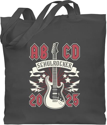 Baumwolltasche - Schulanfang & Einschulung Geschenk Turnbeutel - ABCD Schulrocker - Unisize - Dunkelgrau - schultasche schule jungen 1. klasse schulanfänger ab cd stoffbeutel einschulungsgeschenk von Shirtracer