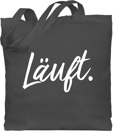 Baumwolltasche - Sprüche - Läuft - Statement - Unisize - Dunkelgrau - mit aufschrift typo stoffbeutel statements laeuft stofftasche sprüchen￼ läuft. jutebeutel kind läuft" einkaufstasche von Shirtracer