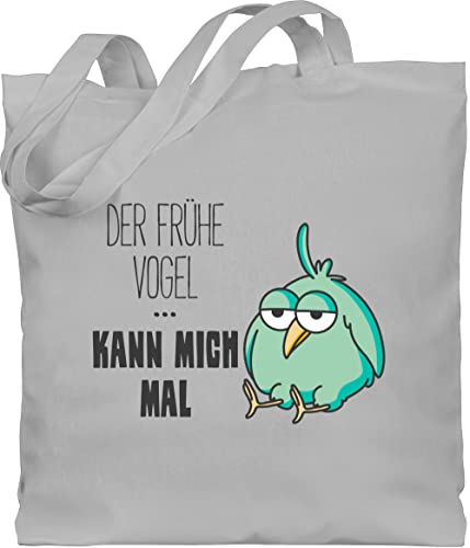 Baumwolltasche - Sprüche Statement - Der frühe Vogel kann mich mal - Unisize - Hellgrau - mit aufschrift vögel beutel statements tiere stoffbeutel sprüchen￼ morgenmuffel tasche fühe baumwolle von Shirtracer