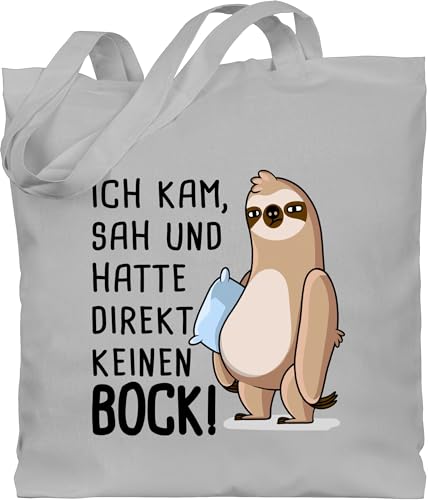 Baumwolltasche - Sprüche Statement - Hatte direkt keinen Bock - Faultier - Unisize - Hellgrau - geschenke mit faultieren statements kam sah beutel geschenk sprüchen￼ faultiere stoffbeutel spruch von Shirtracer