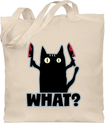 Baumwolltasche - Sprüche Statement - Mörder Katze - Unisize - Naturweiß - halloween cat jutebeutel haloween katzen stoffbeutel helloween paw paw madafakers tasche halloeween stofftaschen von Shirtracer