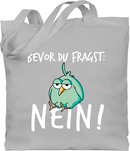 Baumwolltasche - Sprüche Statement mit Spruch - Bevor du fragst Nein - Unisize - Hellgrau - beutel lustig, beutel+mit+sprüchen+lustig sprueche nö stoffbeutel jutetasche sprüchen no jutebeutel von Shirtracer