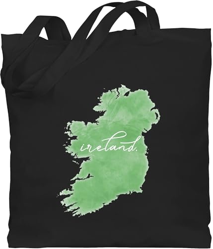 Baumwolltasche - St. Patricks Day - Ireland Irland Aquarell Lettering - Unisize - Schwarz - sankt irish jutebeutel patrick baumwolle paddys jutetasche st patrick's baumwoll-einkaufstasche von Shirtracer