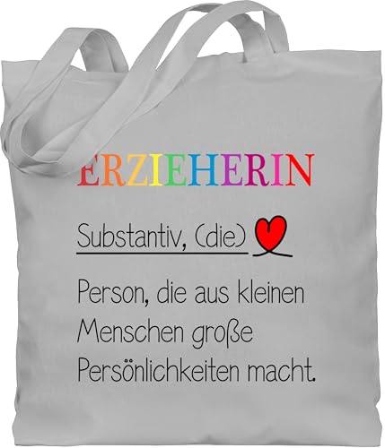 Baumwolltasche - Taschen - Erzieherin Definition | Erzieherin Abschiedsgeschenk | Beste Erzieherin Geschenk für Erzieherin Geschenke Kita | Dankeschön Geschenk Erzieherin - Unisize - Hellgrau von Shirtracer