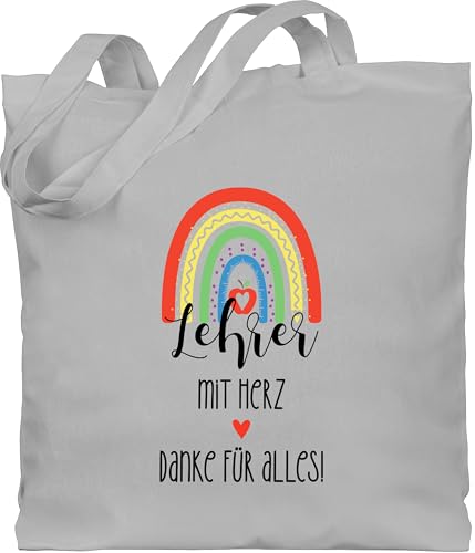 Baumwolltasche - Taschen - Lehrer mit Herz Danke für alles | Danke Lehrer | Dankeschön Lehrer | Dankeschön Geschenke Lehrer | Danke Geschenk Lehrer | Dankeschön für Lehrer - Unisize - Hellgrau von Shirtracer
