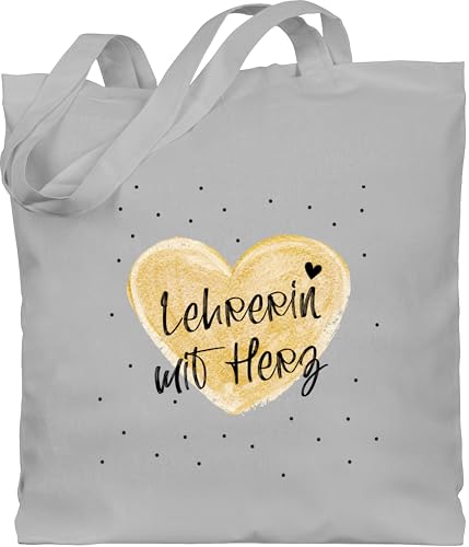 Baumwolltasche - Taschen - Lehrerin mit Herz | Lehrerin Geschenke | Abschiedsgeschenke Schule Lehrerin | Weihnachtsgeschenke Lehrerin Weihnachten Geschenk - Unisize - Hellgrau - lehrerinnen tasche von Shirtracer