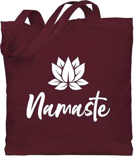 Baumwolltasche - Yoga und Wellness Geschenk - Namaste mit Lotusblüte weiß - Unisize - Bordeauxrot - geschenke für fans yoga-geschenke meditation lotus stoffbeutel yogalehrerin spirituelle von Shirtracer