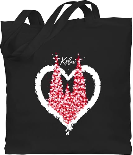 Baumwolltasche - & Fasching - Taschen - Kölner Dom Köln Rot Weiss Karneval I - Unisize - Schwarz - kamellebeutel faschings un jutebeutel wurfbeutel karnevals rut tasche karnevalsbeutel fassenacht von Shirtracer