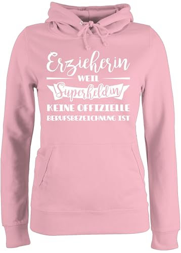 Pullover Damen Hoodie Frauen - Erzieherin Superheldin Geschenk - M - Hellrosa - Geschenke für erzieherinnen Weihnachten kindergärtnerin erzierhin Pulli betreuerin Kindergarten Kapuzenpullover von Shirtracer