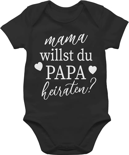 Body Junge Mädchen - Hochzeit - Mama willst du Papa heiraten - Wollen wir Papa heiraten Baby Daddy heiraten Willst du meinen Papa heiraten Heiratsantrag - 3/6 Monate - Schwarz - magst von Shirtracer