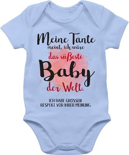 Body Junge Mädchen - Strampler & - Meine Tante meint, ich wäre das süßeste Baby der Welt. - 12/18 Monate - Babyblau - babyparty geschenk babymode witzig sachen für neugeborene aunt bodys von Shirtracer