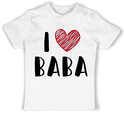 Baby T-Shirt Mädchen Jungen - Geschenk zum Vatertag - I Love Baba - 12/18 Monate - Weiß - Papa sprüche t- Shirt Vater Vatertagsgeschenk t Shirts papatag Daddys liebling thsirt Herrentag dad von Shirtracer