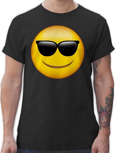 T-Shirt Herren - Manga & Comic Zubehör - Emoticon Sonnenbrille/Sommer Sonne - XL - Schwarz - Tshirt Smile t Shirts Shirt Funshirts Faschings Tshirts t-Shirts Funshirt männer Maenner Mann für von Shirtracer