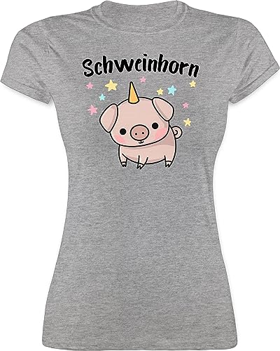 Shirt Damen - Karneval & Fasching - Schweinhorn - M - Grau meliert - Frauen t t-Shirt Faschings Tshirt Paare Shirts Frau und fasnacht für Damen-Karneval &Fasching und. rut wiess faschingst-Shirt von Shirtracer