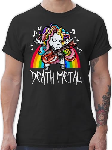 T-Shirt Herren - Geschenk Unicorn - Death Metal Einhorn - 3XL - Schwarz - t Shirts männer Fun Shirt tishrt Man teschrt t-Shirts tishrtt Tshirt Mann Erwachsenen Sachen Metalhead Heavy Tshirts von Shirtracer