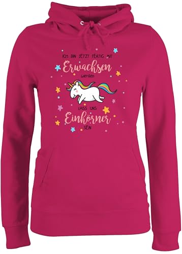 Pullover Damen Hoodie Frauen - Geschenk Unicorn - Einhorn Spruch Motiv - XL - Fuchsia - einhornpullis Pulli sprüche einhörner Hoody Geschenke Einhorn, Kapuze Unicorns Oberteile einhörnern von Shirtracer
