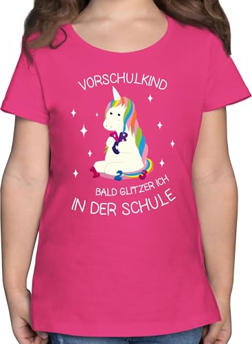 T-Shirt Mädchen - Einschulung - Vorschul-Kind Einhorn - 128 (7/8 Jahre) - Fuchsia - gastgeschenke Schulanfang Shirt Schulkind schulanfänger männer Tshirt vorschulkinder Geschenke von Shirtracer