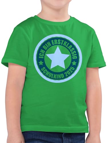 Kinder T-Shirt Jungen - Junge - Ich Bin erstklassig Schulkind 2025 Geschenk Schulanfang Geschenke Einschulung I - 128 (7/8 Jahre) - Grün - Tshirt grundschule einschulungsshirt schulanfänger von Shirtracer