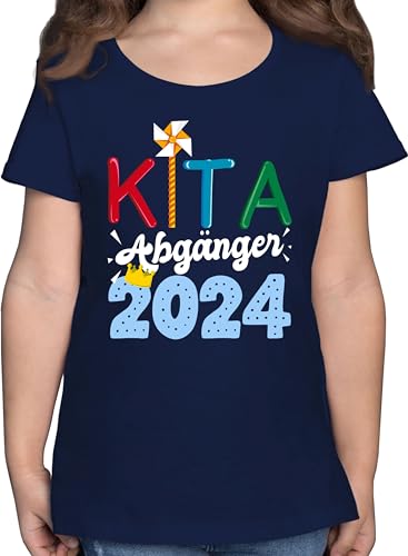 T-Shirt Mädchen - Einschulung - Kita Abgänger 2024 I - 128 (7/8 Jahre) - Dunkelblau - schuleinführung by by Kindergarten Tshirt Maedchen Schulkind Shirt schulkinder Abschied Shirts Kinder t von Shirtracer