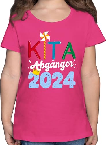 T-Shirt Mädchen - Einschulung - Kita Abgänger 2024 I - 140 (9/11 Jahre) - Fuchsia - Kind Tshirt Shirt 1. Schultag 1.klasse Bye Bye Kindergarten t Shirts Kinder Schulkind einschul abgaenger für von Shirtracer