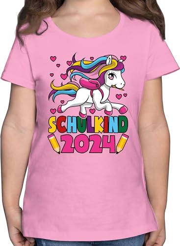 T-Shirt Mädchen - Einschulung - Schulkind 2024 I Einhorn Unicorn - 140 (9/11 Jahre) - Rosa - Sachen schuleingang Tshirt schuleintritt Kinder Shirt t Outfit erster Schultag erste schuljahr von Shirtracer