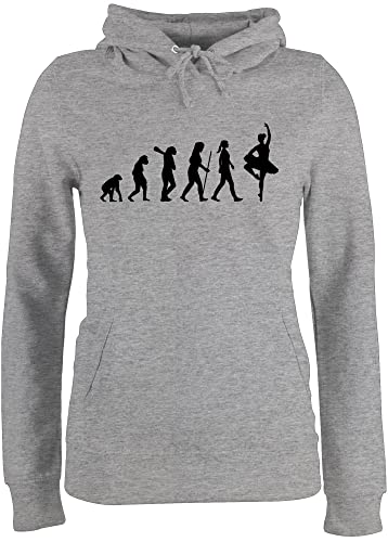 Pullover Damen Hoodie Frauen - Entwicklung und Outfit - Ballett Evolution - S - Grau meliert - Tanz Ballet Pulli tanzen Geschenk Dance Geschenke tänzerin Tanzsport tänzer sprüche von Shirtracer