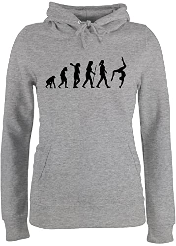 Pullover Damen Hoodie Frauen - Entwicklung und Outfit - Evolution Turnen - S - Grau meliert - Kapuzenpullover Pulli Hoodies Hoddie puli für mädchen Sport turnerin Hoody Turn Kapuzenpulli Turner von Shirtracer