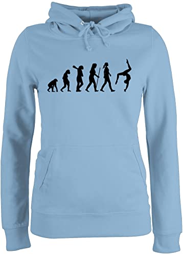 Pullover Damen Hoodie Frauen - Entwicklung und Outfit - Evolution Turnen - S - Hellblau - Pulli Sport Turn Hoodies Turner Kapuzenpulli turnerin Hoddie zu Kapuzenpullover puli Hoody mädchen Frau von Shirtracer