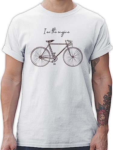 T-Shirt Herren - Fahrrad Bekleidung Radsport - I am The Engine - L - Weiß - Geschenke für fahrradliebhaber Fahrrad+Tshirt+männer Geschenk Mountainbike Tshirts männer Tshirt Spruch Rad Shirt Men von Shirtracer