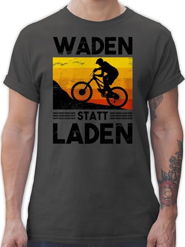 T-Shirt Herren - Fahrrad Bekleidung Radsport - Waden statt Laden Vintage - L - Dunkelgrau - Cycling Shirt Men Radfahren Geschenk männer Tshirt Geschenkideen für Radfahrer fahrradt-Shirt von Shirtracer