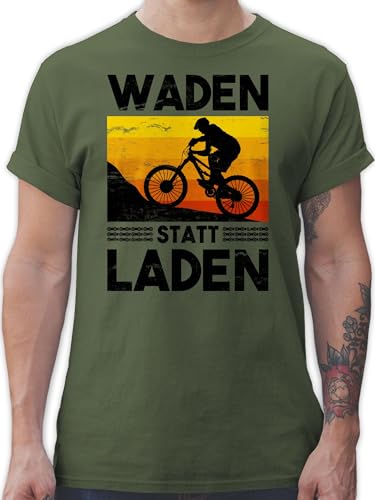 T-Shirt Herren - Fahrrad Bekleidung Radsport - Waden statt Laden Vintage - XL - Army Grün - Shirt männer fahrradfahren Shirts fahrradsprüchen Tshirt fahr Rad Funshirt Radfahrer tishrt Man von Shirtracer