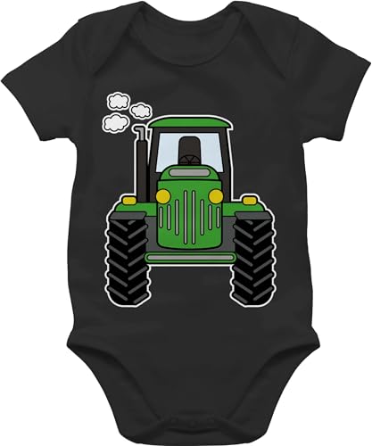 Baby Body Junge Mädchen - Traktoren - Traktor Trecker Landwirte Bauern Geschenk Bulldog Landwirtschaft - 1/3 Monate - Schwarz - strampler landwirt body. traktorfan tractor babysachen babykleidung von Shirtracer