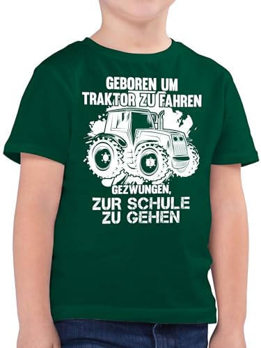 Kinder T-Shirt Jungen - Traktoren - Geboren um Traktor zu Fahren - 152 (12/13 Jahre) - Tannengrün - t Shirt sprüche trecker Tshirt Junge zum kindershirts zur Schule gezwungen Kindershirt von Shirtracer