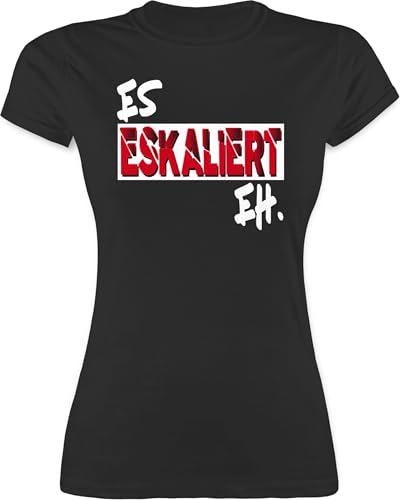 Shirt Damen - Festival & Konzert - Es eskaliert eh - S - Schwarz - Funshirts Statement suff Tshirt Statements-Shirts mit Aufschrift Party t-Shirts Damen-Statement-t-Shirt Statements sprüche Shirts von Shirtracer