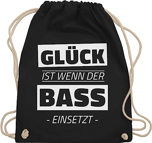 Turnbeutel Rucksack - Festival Zubehör - Glück ist wenn der Bass einsetzt - Unisize - Schwarz - festivaltasche festivalbeutel techno rave beutel raven festival-bag konzert musik stoffrucksack von Shirtracer