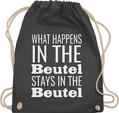 Turnbeutel Rucksack - Festival Zubehör - What happens in the Beutel stays in the Beutel - Unisize - Dunkelgrau - festival-bag geschenk weihnachten beuteltasche festivaltasche konzert stoffbeutel von Shirtracer