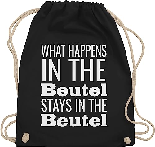 Turnbeutel Rucksack - Festival Zubehör - What happens in the Beutel stays in the Beutel - Unisize - Schwarz - festival-bag geschenk weihnachten beuteltasche festivaltasche konzert stoffbeutel von Shirtracer