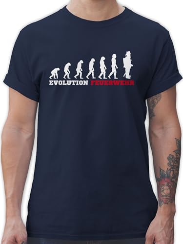 T-Shirt Herren - Evolution Feuerwehr - M - Navy Blau - Geschenke für feuerwehrmänner Tshirt feuerwehrgeschenkartikel feuerwehrmann Tshirts männer Geschenk freiwillige Shirt Geschenkartikel Shirts von Shirtracer