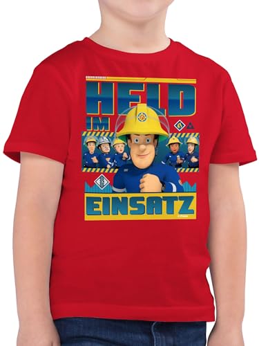 Kinder T-Shirt Jungen - Feuerwehrmann Sam - Held im Einsatz - 128 (7/8 Jahre) - Rot - Junge Tshirt feuerwhermann Kind Shirt feuerwhrmann t feuerwerhman t-Shirts fã¼r feierwehrman Oberteil von Shirtracer